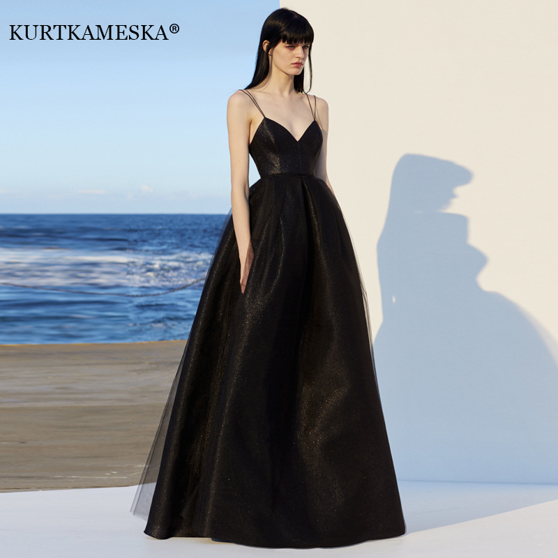 Women Formal Wear Dress - スパゲッティストラップ付きイブニングロングドレス,エレガント,イブニングドレス,結婚式用,深いVネック,ホルター,マキシ,サマーコレクション2022