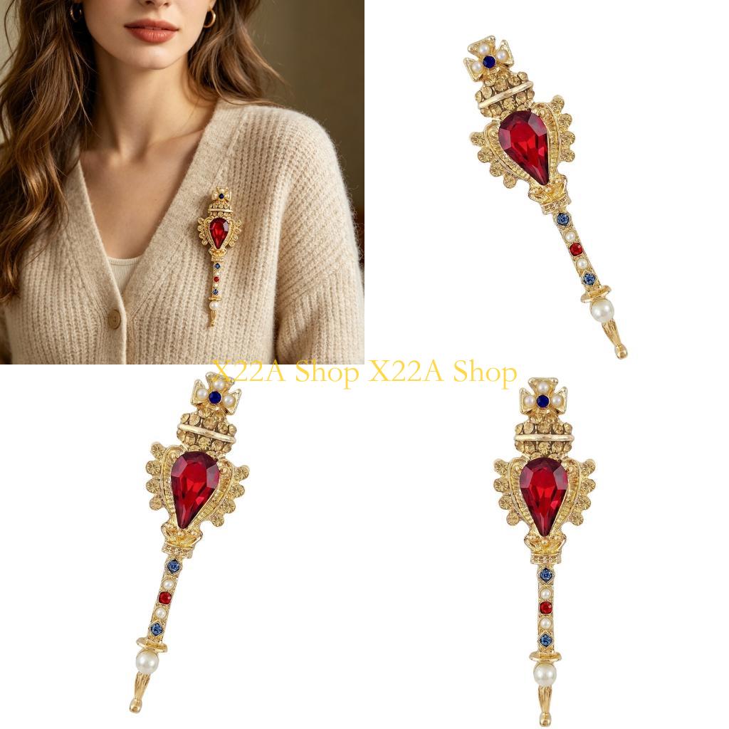 Women'S Formal Wear Accessories - ユニークなレトロな魔法の杖のブローチ、真珠のアクセントのファッションジュエリー、エレガントな服装に