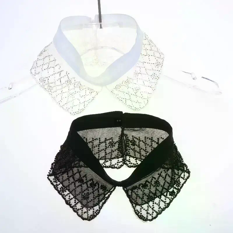 Women'S Formal Wear Accessories - 女性用ハーフシャツ取り外し可能なレース襟刺繍ビーズ付き偽襟取り外し可能なネックアクセサリーフォーマル日常着用