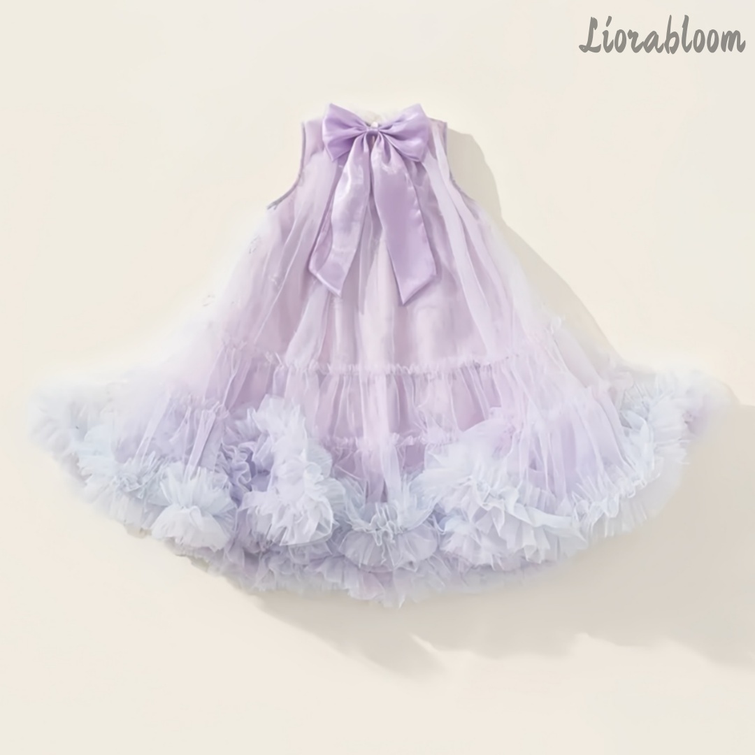 Women Formal Wear Dress - パープル エブリデイ プリンセスドレス フォーマルガウン レース裾 リボンアクセント