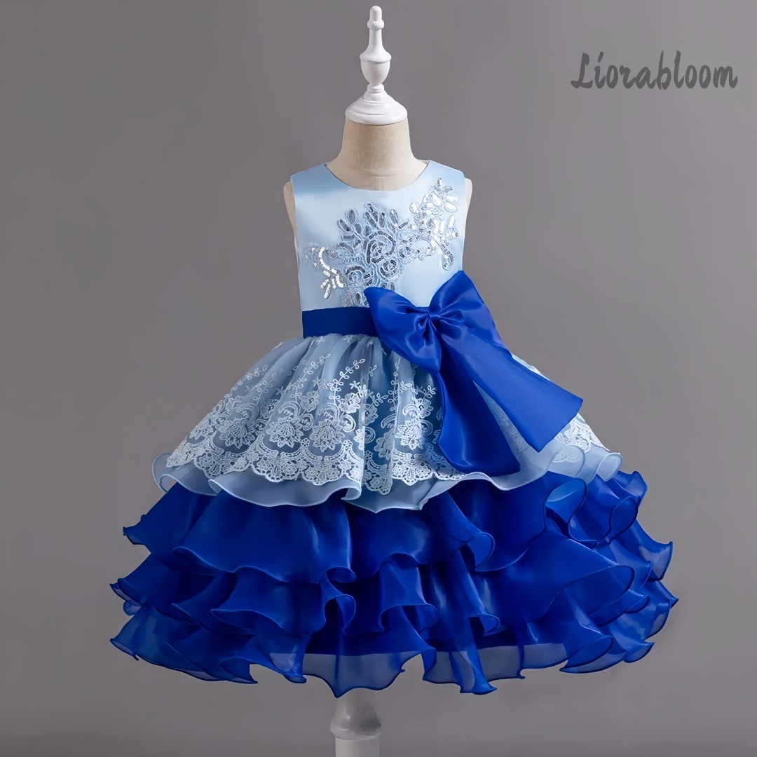 Women Formal Wear Dress - 女の子用ドレス 大きなリボン付き ノースリーブフォーマルガウン マルチカラー フラワーガール衣装 パーティードレス