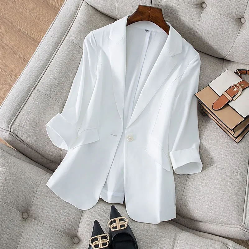 Women Formal Wear Korean - 女性用スリムダイヤモンドスーツ,オフィスウェア,仕事用ジャケット,ラージサイズ,ボタン,韓国ショートコート,ファッション