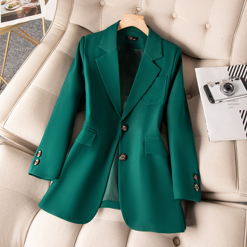 Women'S Formal Wear Jackets - 女性用長袖シングルブレストジャケット,フォーマルコート,青,黒,緑,オフィスウェア,作業服,アウター