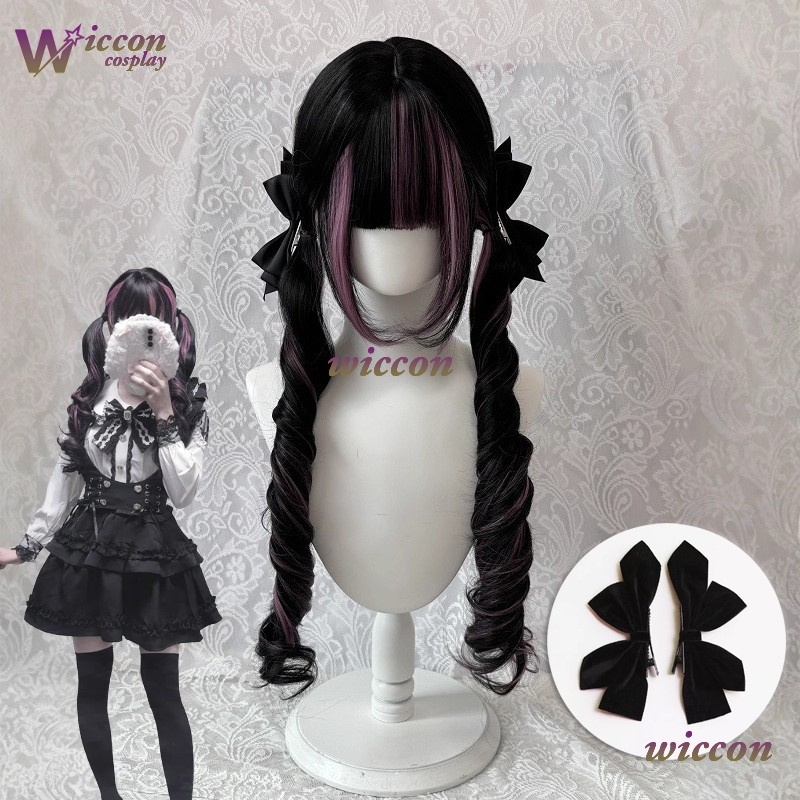 Women'S Formal Wear Jumpsuit - コミック ‌ 黒ウィッグ ピンク付き コスプレウィッグ 前髪付き