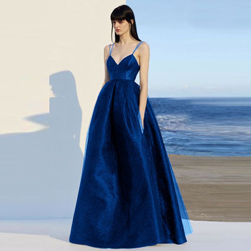 スパゲッティストラップ付きイブニングロングドレス,エレガント - Women Formal Wear Dress のレビューと価格