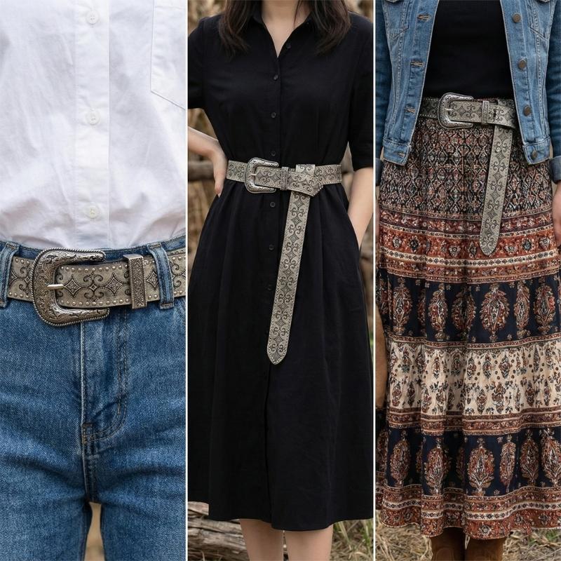31BF クラシックレトロベルト機能ウエスタンチャームデザイ - Women Formal Wear Western のレビューと価格