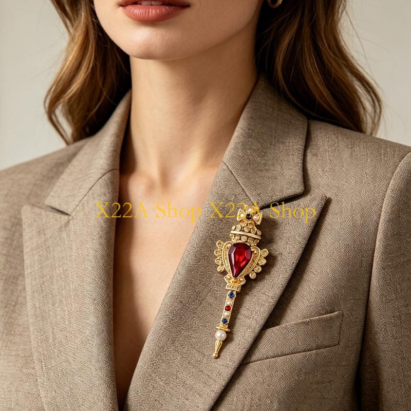 ユニークなレトロな魔法の杖のブローチ、真珠のアクセントのファ - Women'S Formal Wear Accessories のレビューと価格
