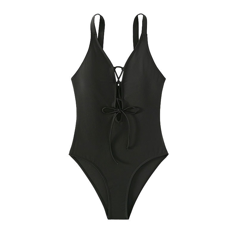 Cikini-女性のためのワンピース水着、レースアップフロン - Monochrome Suit Set のレビューと価格