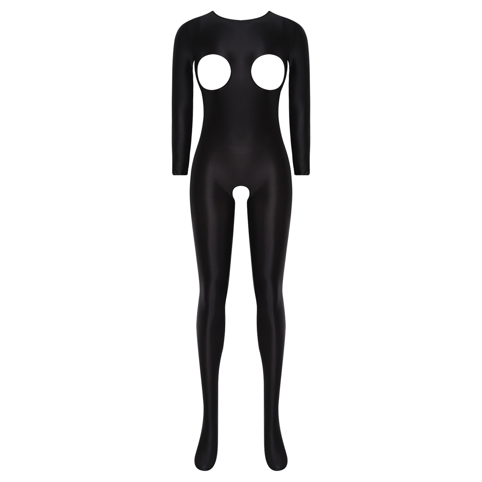 女性用光沢のある伸縮性のあるオープンクロッチユニタードジャン - Women'S Formal Wear Jumpsuit のレビューと価格