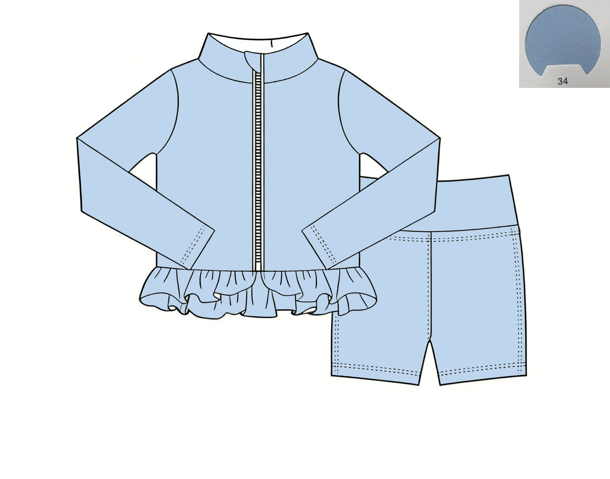 モノクロヨガウェア ガールズ サマー ジッパー付き長袖トップ - Monochrome Suit Set のレビューと価格