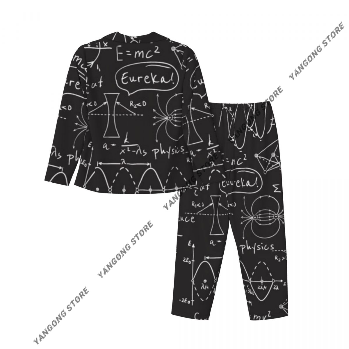女性パジャマパジャマ科学科学的なモノクロアレンジメント落書き - Monochrome Suit Set のレビューと価格