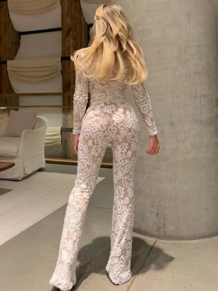 女性用長袖レースジャンプスーツ,スパンコールジャンプスーツ, - Women'S Formal Wear Jumpsuit のレビューと価格