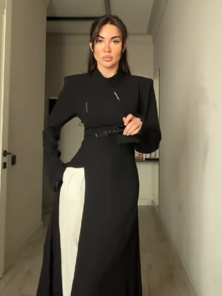 レディース エレガント ハイネック 長袖 マキシ丈ワンピース - Women Formal Wear Dress のレビューと価格