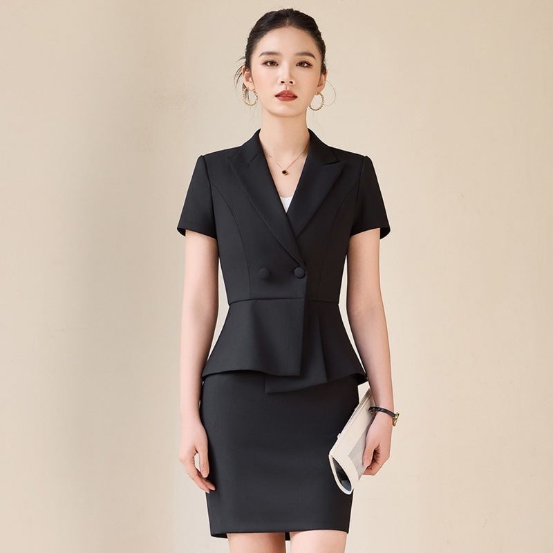 女性用グレーの半袖スーツ、夏のプロフェッショナルな服装、高級 - Women Formal Wear Store のレビューと価格