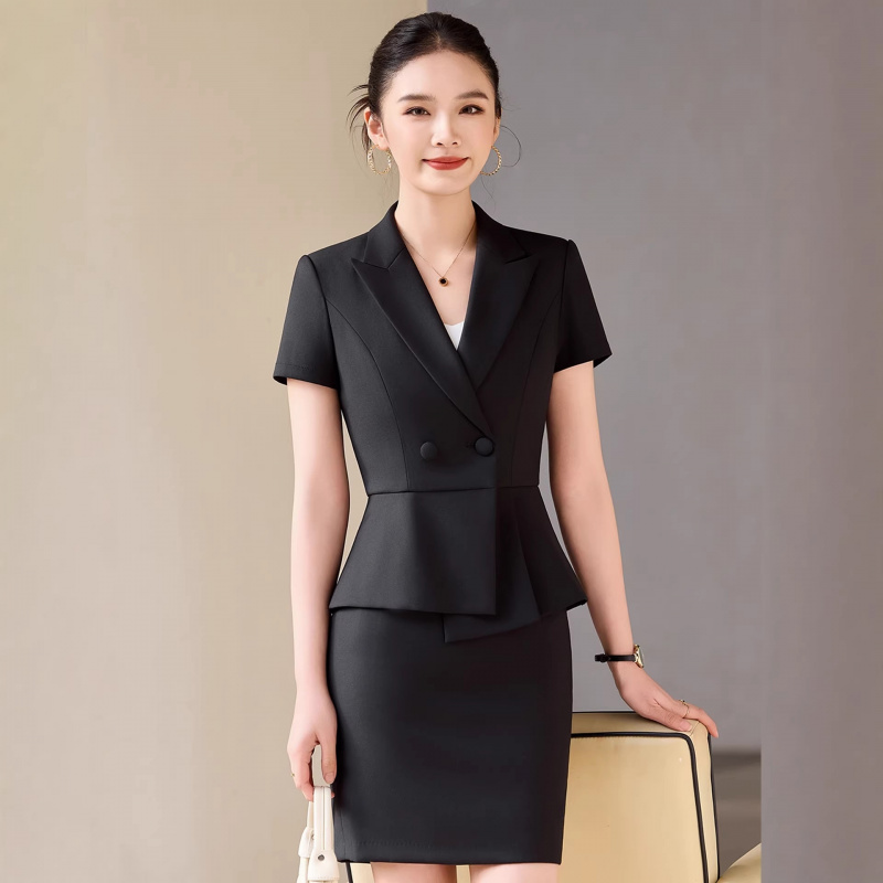 女性用グレーの半袖スーツ、夏のプロフェッショナルな服装、高級 - Women Formal Wear Store のレビューと価格