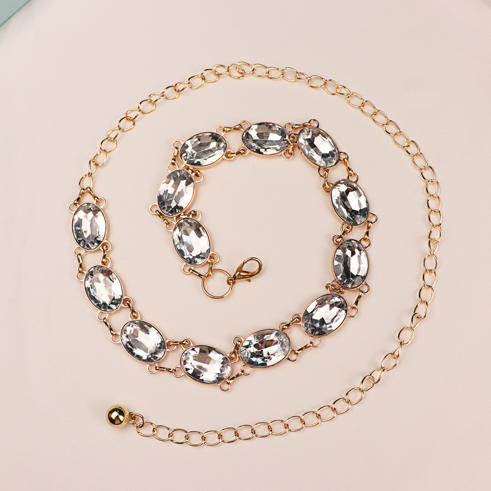 シックなラインストーンウエストチェーン女性ゴールドメタルベル - Women'S Formal Wear Accessories のレビューと価格