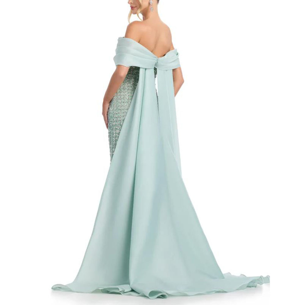 カスタマイズされたグリッターイブニングドレスオフショルダート - Women Formal Wear Dress のレビューと価格