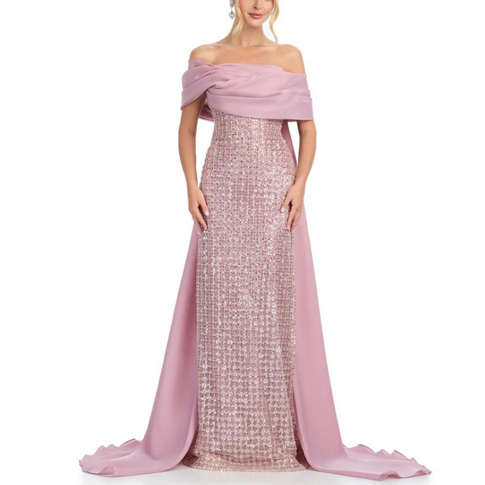 カスタマイズされたグリッターイブニングドレスオフショルダート - Women Formal Wear Dress のレビューと価格