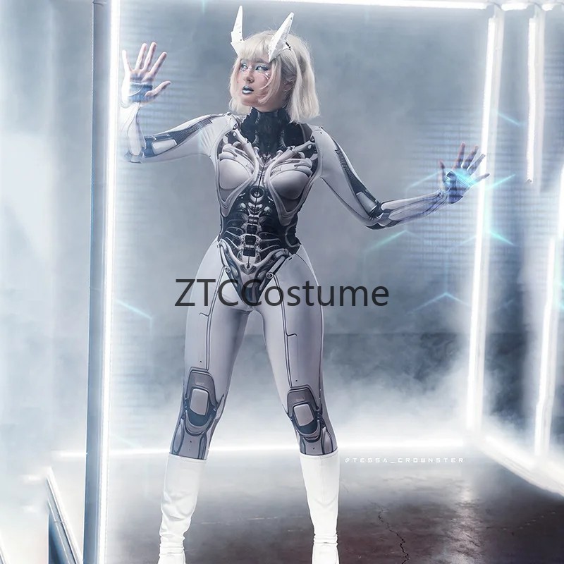 3Dプリントコスプレボディスーツ Y2Kテックウェア ゴシッ - Women'S Formal Wear Jumpsuit のレビューと価格