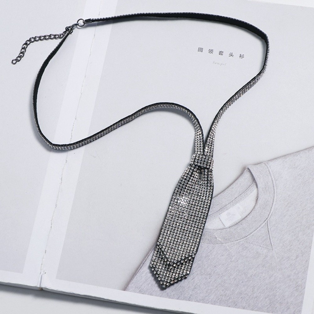 光沢のある調節可能なラインストーンネクタイ、二重層の黒い蝶ネ - Women'S Formal Wear Accessories のレビューと価格