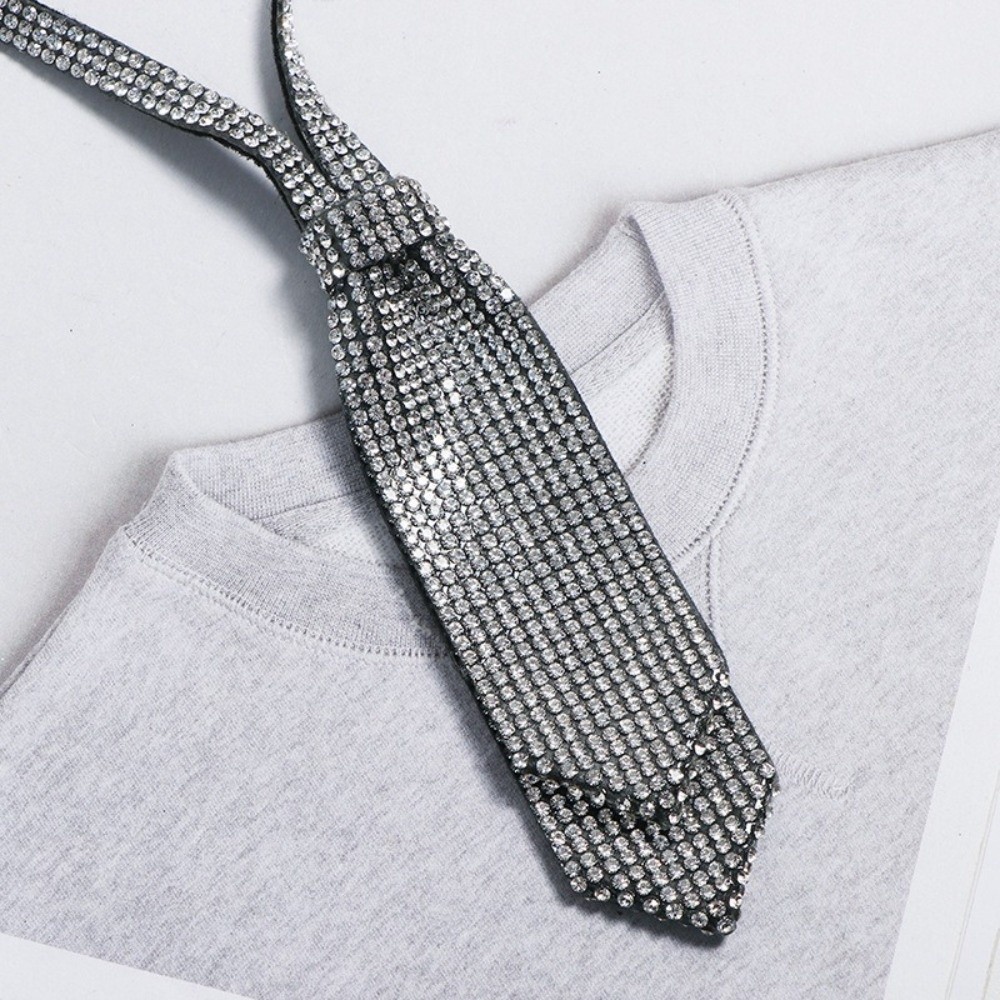 光沢のある調節可能なラインストーンネクタイ、二重層の黒い蝶ネ - Women'S Formal Wear Accessories のレビューと価格
