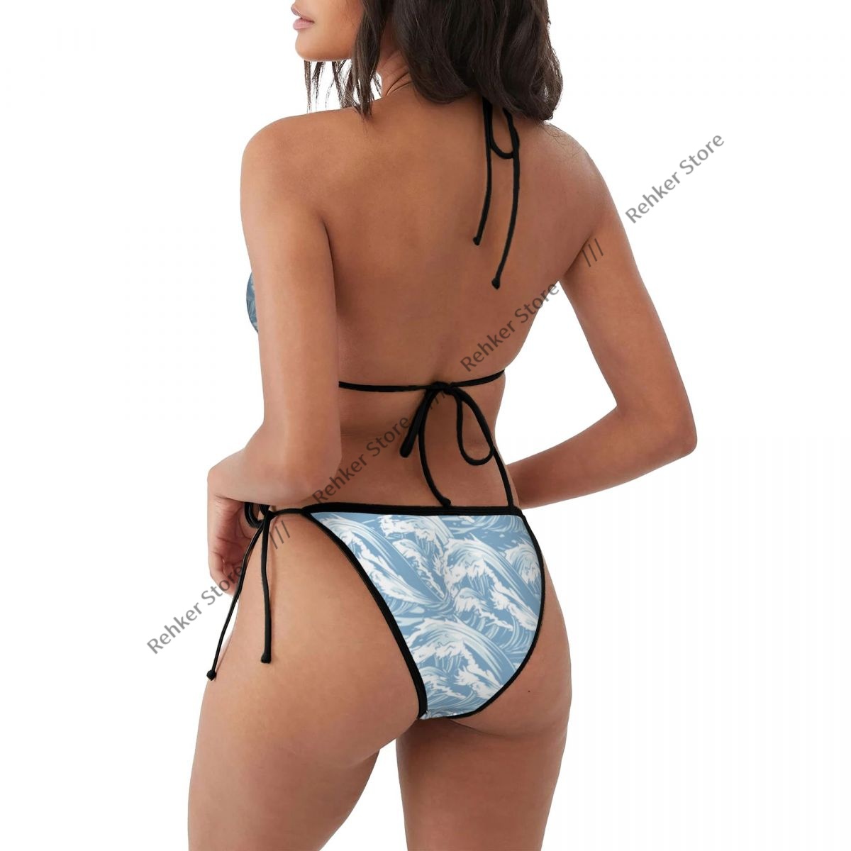 セクシーな女性ビキニ水着海の波モノクロパターン水着水着 - Monochrome Suit Set のレビューと価格