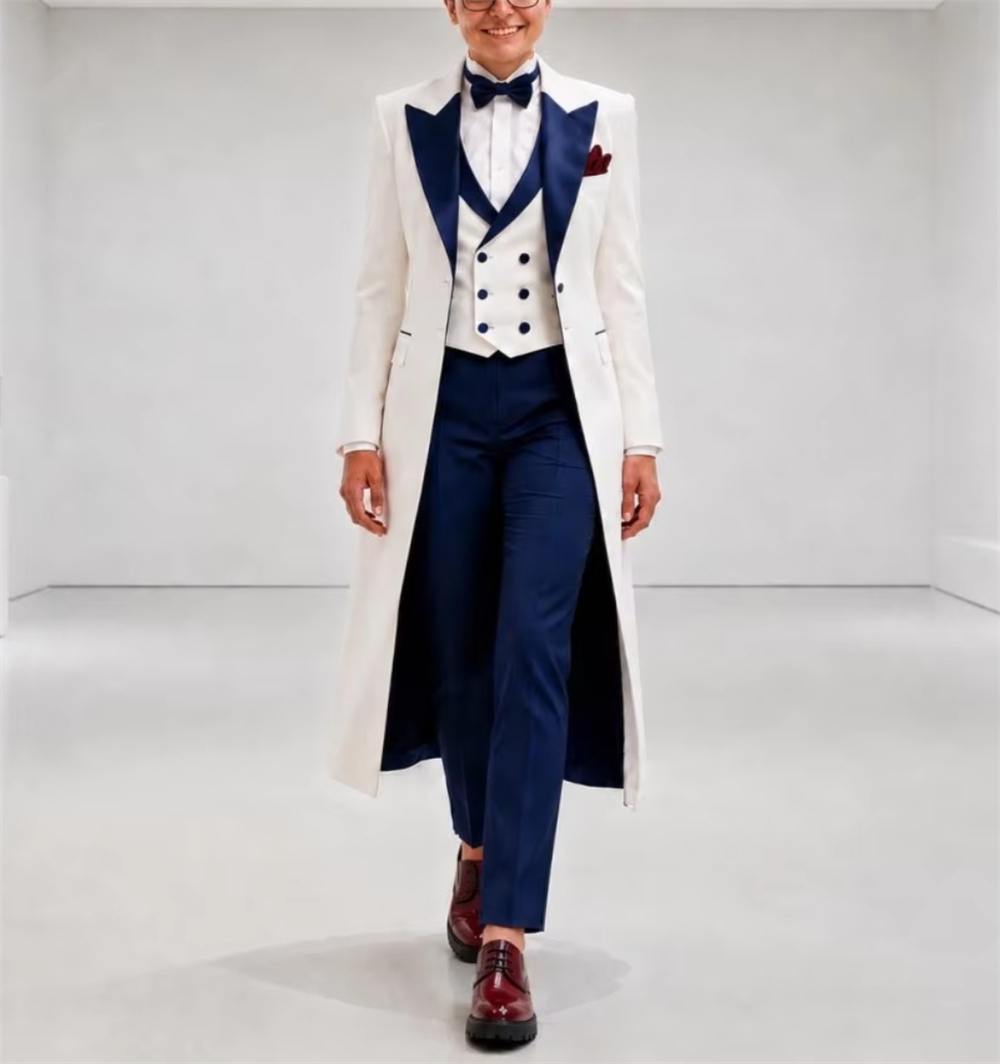 ネイビーブルーとホワイトのレディースジャケットスーツ エレガ - Women'S Formal Wear Jackets のレビューと価格