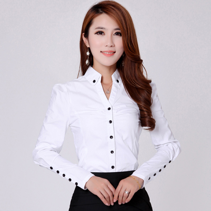 女性用長袖ホワイトシャツ,Vネック,プロのドレス,気質,多用 - Women Formal Wear Dress のレビューと価格
